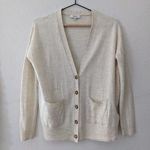 Madewell Wool Linen Button Down Cardigan In Sand Size Small